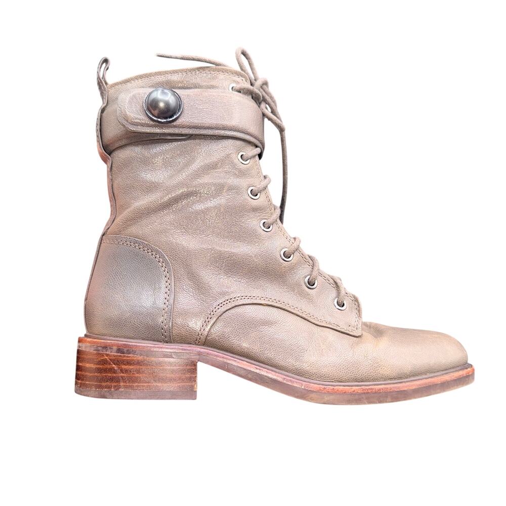 Louise et Cie Lo-Velka Combat Boots Gray Leather Lace Up Size 6.5 greige - Picture 8 of 15